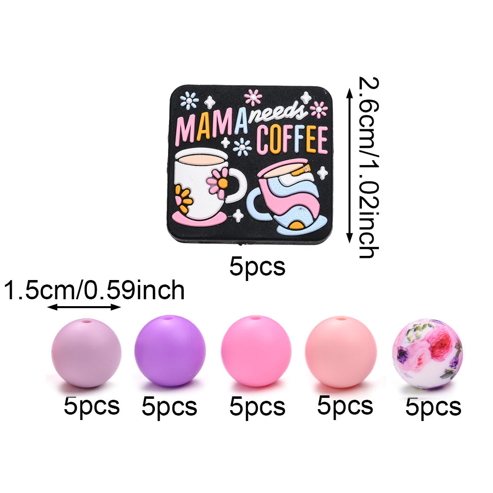 Heart-Shaped Silicone “Happy Mother’s Day” Beads