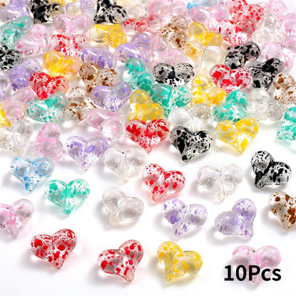 Starry Sky Heart Acrylic Beads