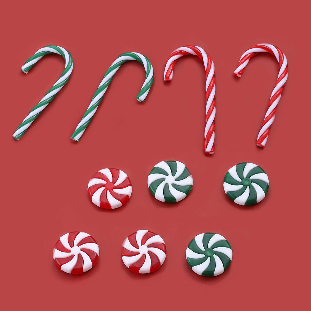 10PCS Christmas Acrylic Candy Cane Hanging Ornament Set