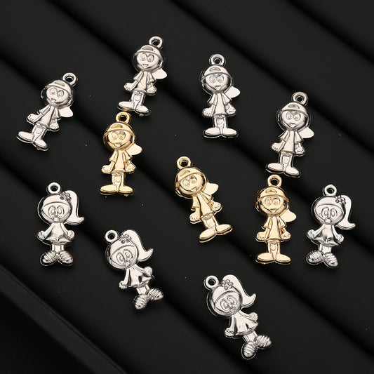 20PCS Gold & Silver CCB 3D Cartoon Boy & Girl Pendants