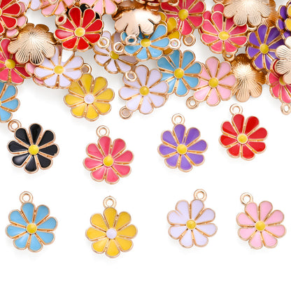 Color Block Daisy Enamel Charms