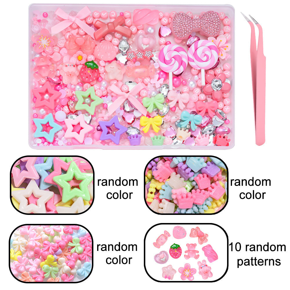Macaron Resin Love Bow Star Flatback Embellishment Set