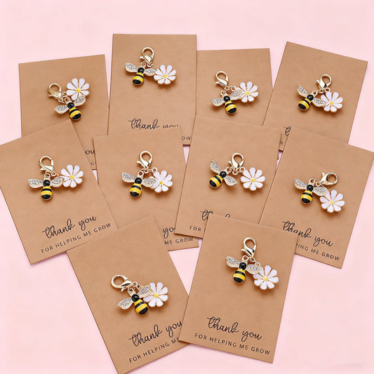 Rhinestone Bee Sunflower Keychains