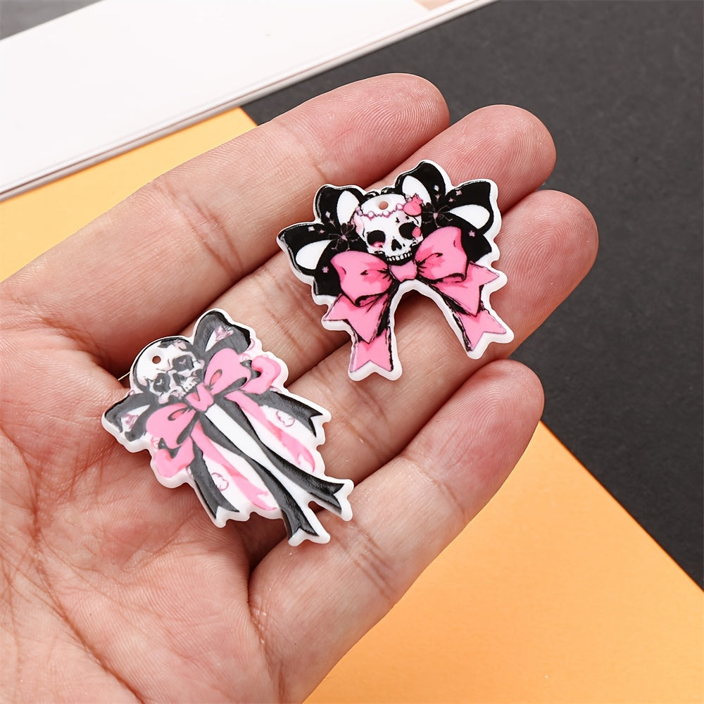 Pink Black Bow Acrylic Spacer Beads