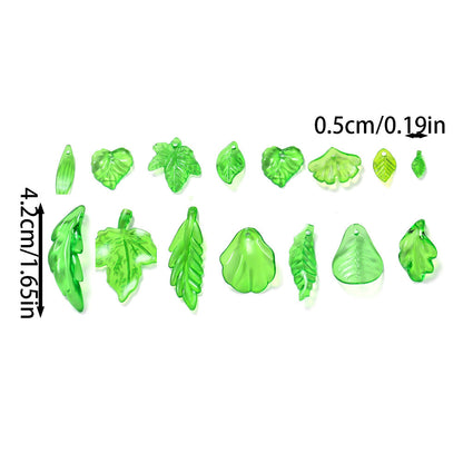 Green Acrylic Leaf Beads