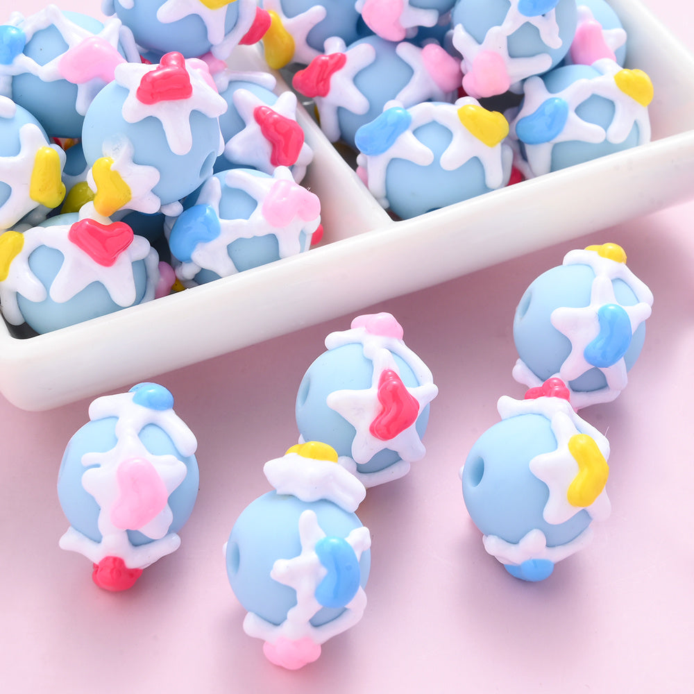 Painted Acrylic Round Beads