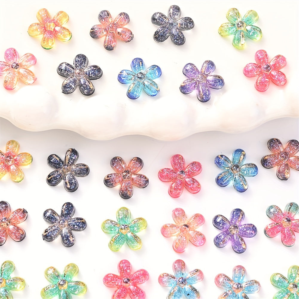 100PCS 8mm Five-Petal Flower Acrylic Bead Set