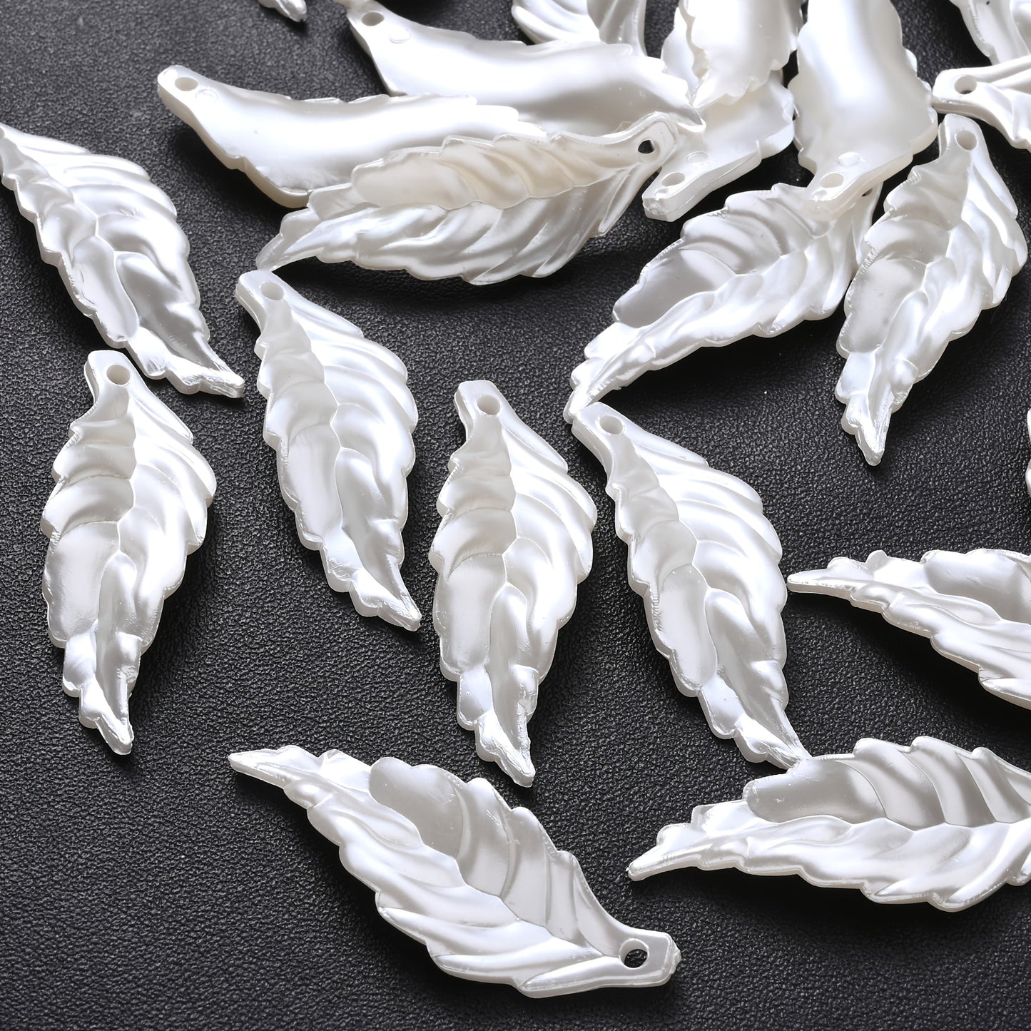 White Leaf Acrylic Beads