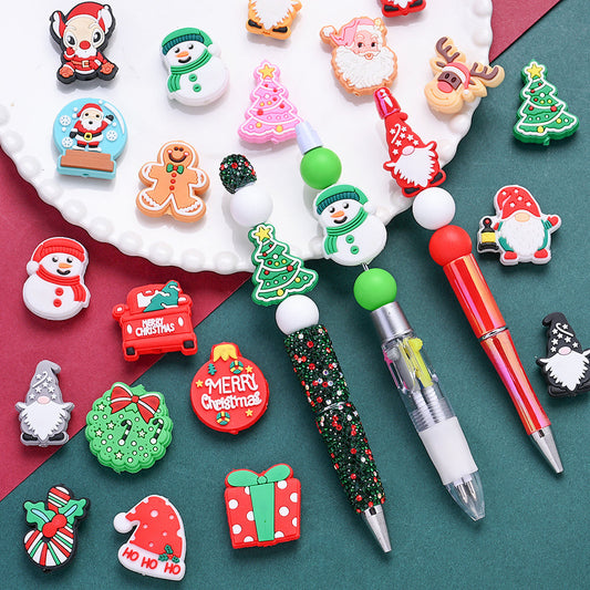 20PCS Christmas-Themed Silicone Loose Bead Set