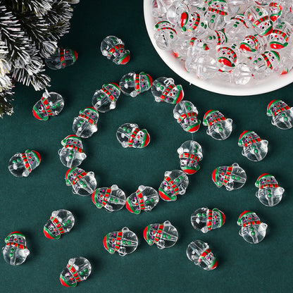 Clear Acrylic Christmas Snowman Beads