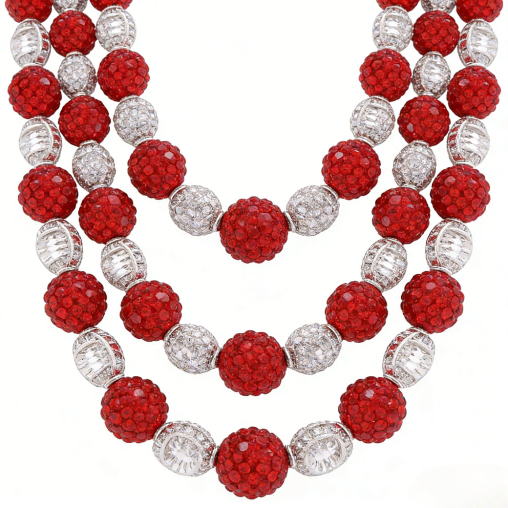 160PCS Red, Black & White Rhinestone Spacer Bead Set