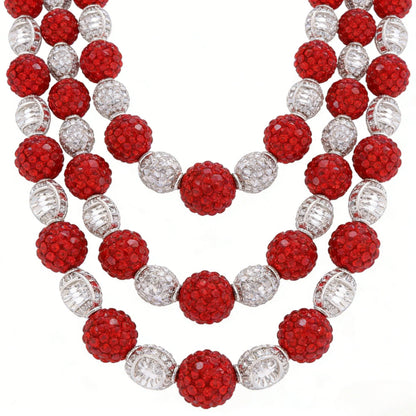 160PCS Red, Black & White Rhinestone Spacer Bead Set