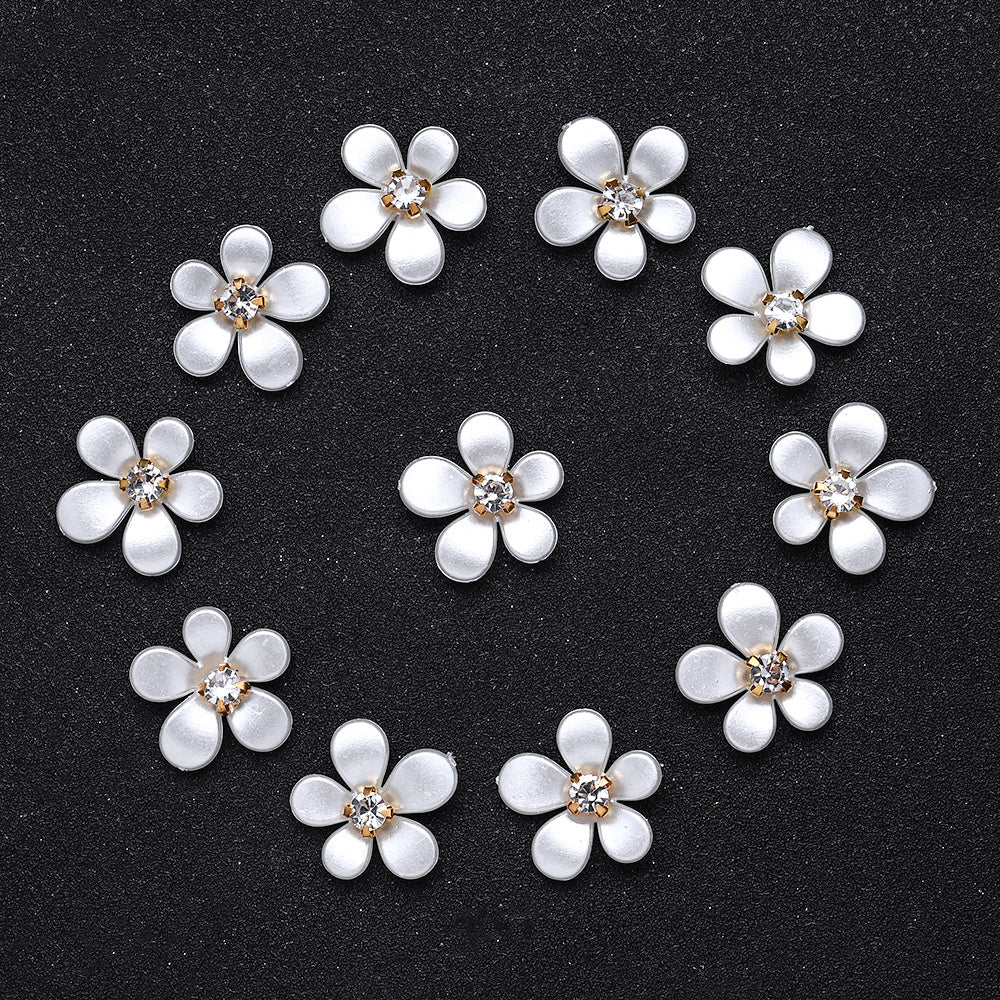 White Five-Petal Flower Acrylic Patch Beads