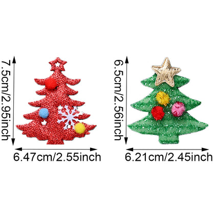 10PCS 65–75mm Green & Red Christmas Fabric Appliques