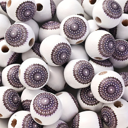 10PCS 16mm White Bohemian Wooden Spacer Bead Set