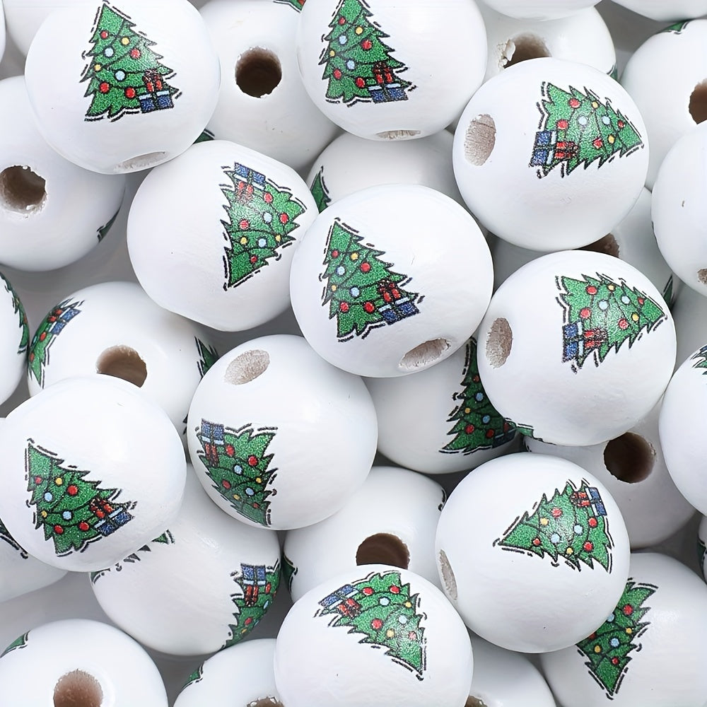 Christmas Wooden Pattern Beads