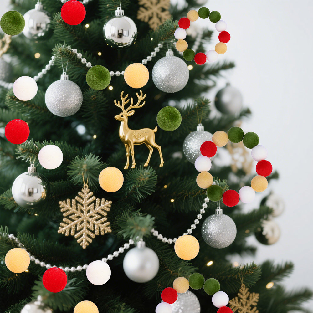 Christmas Flocked Acrylic Round Beads