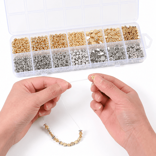 14-Grid Gold & Silver CCB Acrylic Spacer Bead Set