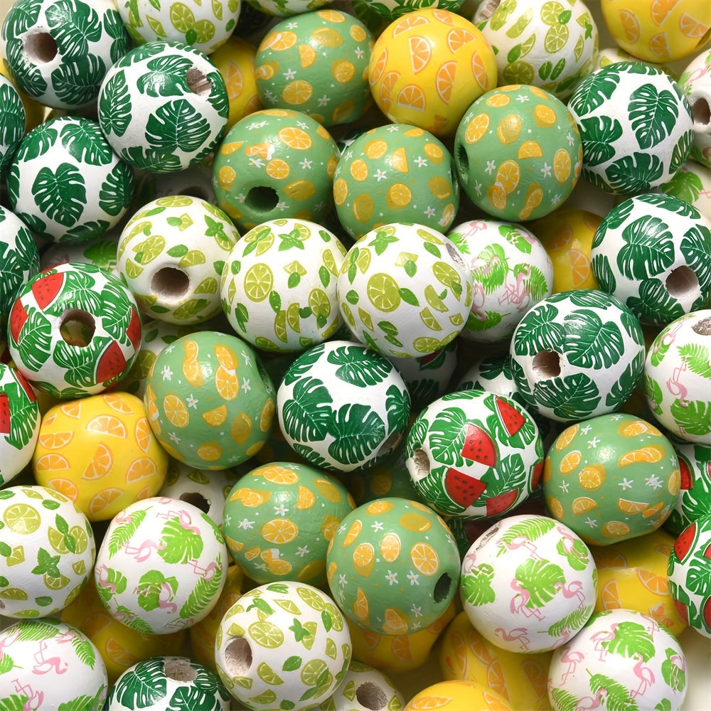 10PCS 16mm Green Round Wooden Bead Set