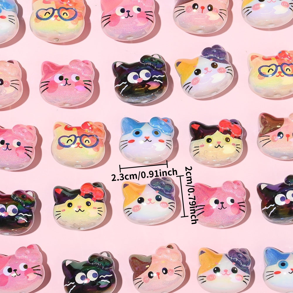UV Color Cartoon Cat Acrylic Beads