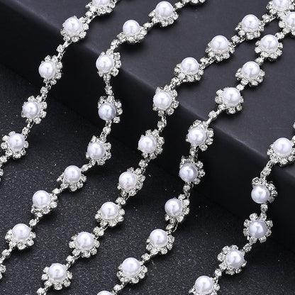 17.7 Inch Imitation Pearl & Rhinestone Bead Chain