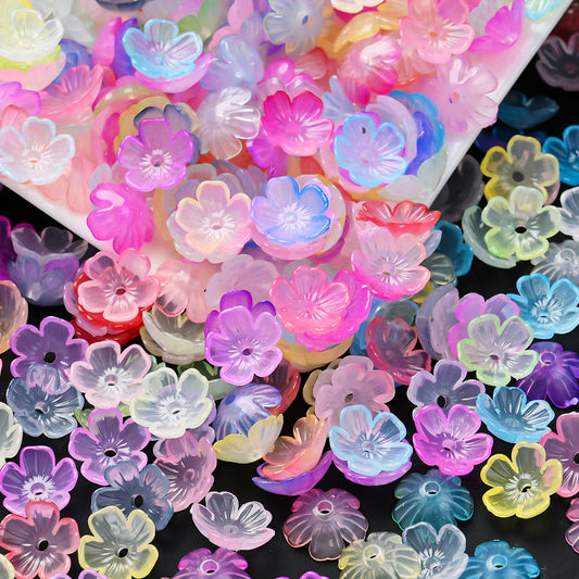 Transparent Flower Acrylic Beads