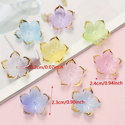 50PCS Gold-Edged Five-Petal Acrylic Flower Bead Set
