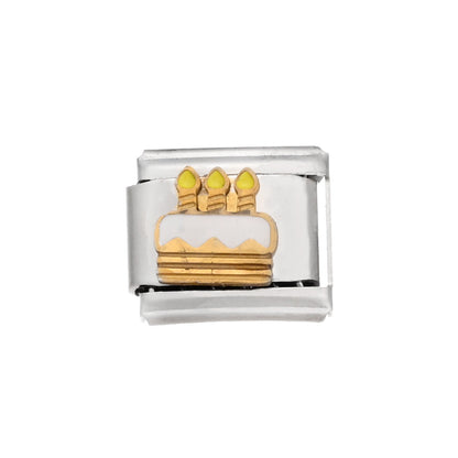 9x10 mm Stainless Steel Birthday Cake Bear Module Charm