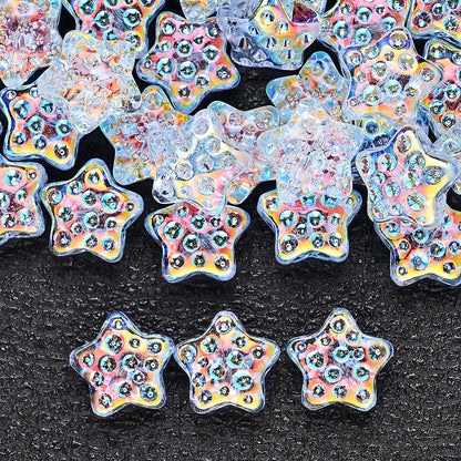 10PCS 18mm AB Shimmer Star Glass Bead Set