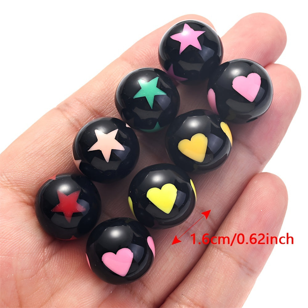 Black Heart Star Acrylic Spacer Beads