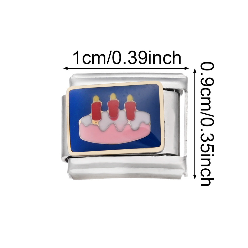9x10 mm Stainless Steel Birthday Cake Bear Module Charm