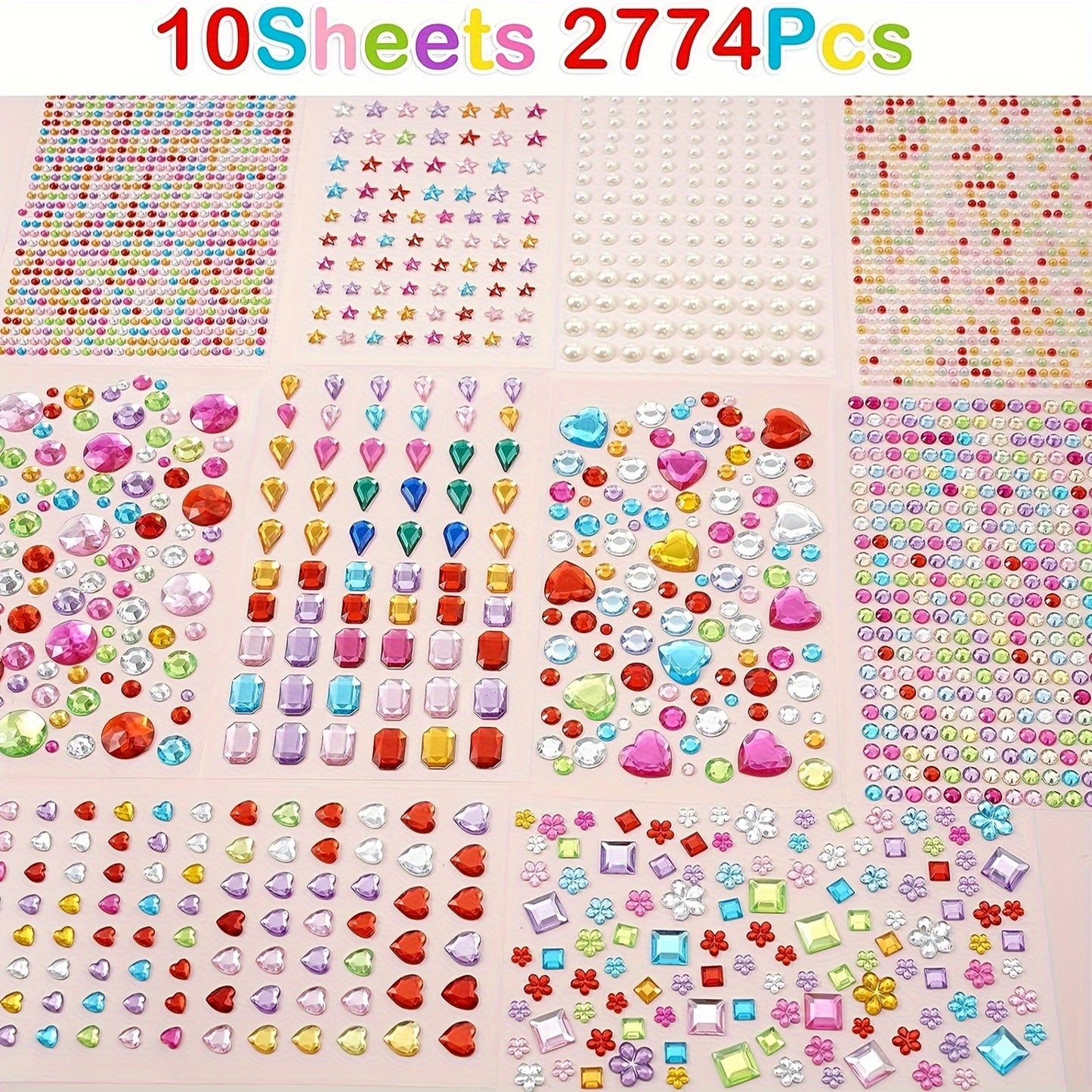 Acrylic Rhinestone Rainbow Self-Adhesive Stickers