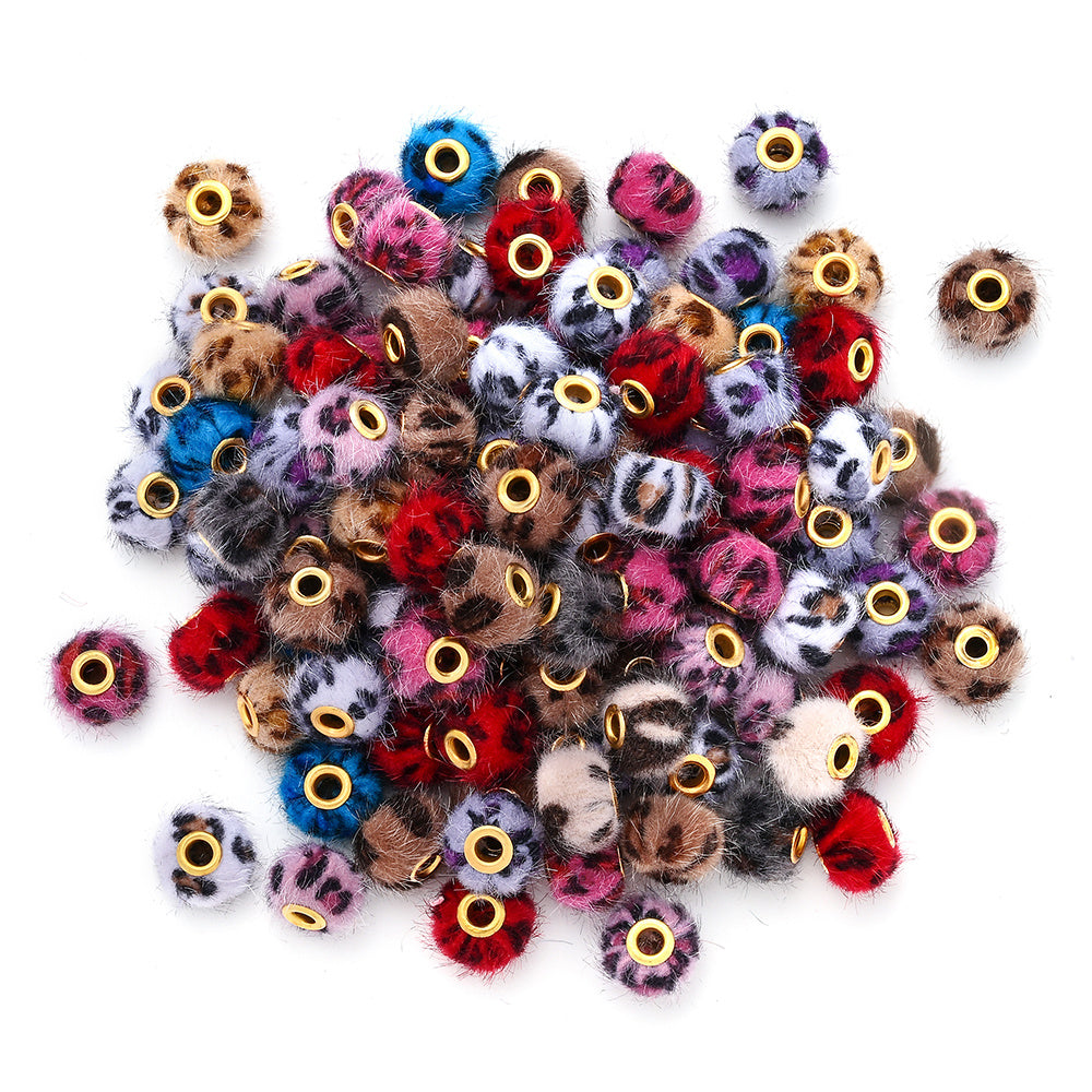 Leopard Print Plush Ball Beads