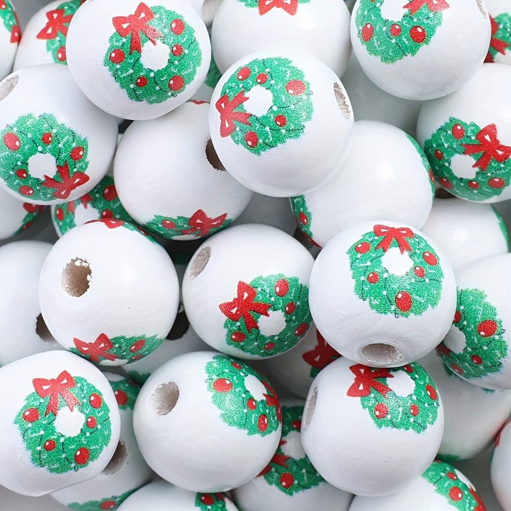 Christmas Wooden Pattern Beads