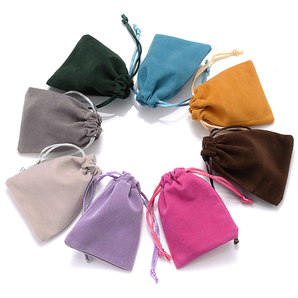 60-Piece Random Color 7x9 cm Velvet Drawstring Pouches