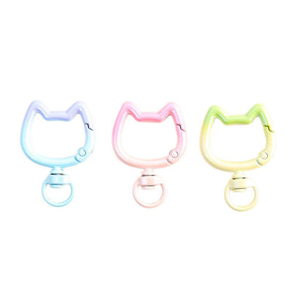 20PCS 2.8×3.9cm Gradient Cat Head Spring Buckle Alloy Keychain Clasps