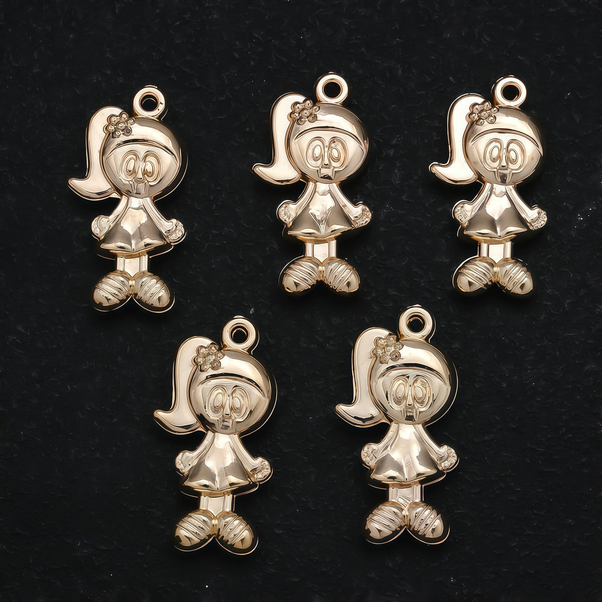 20PCS Gold & Silver CCB 3D Cartoon Boy & Girl Pendants