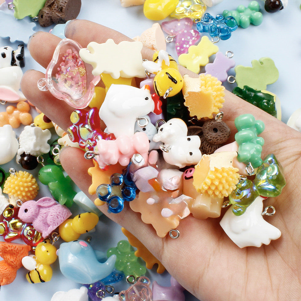 30-Piece Mixed Animal Resin Charms