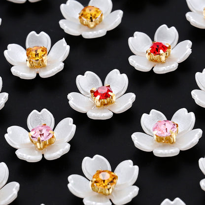 White Rhinestone Flower Acrylic Beads