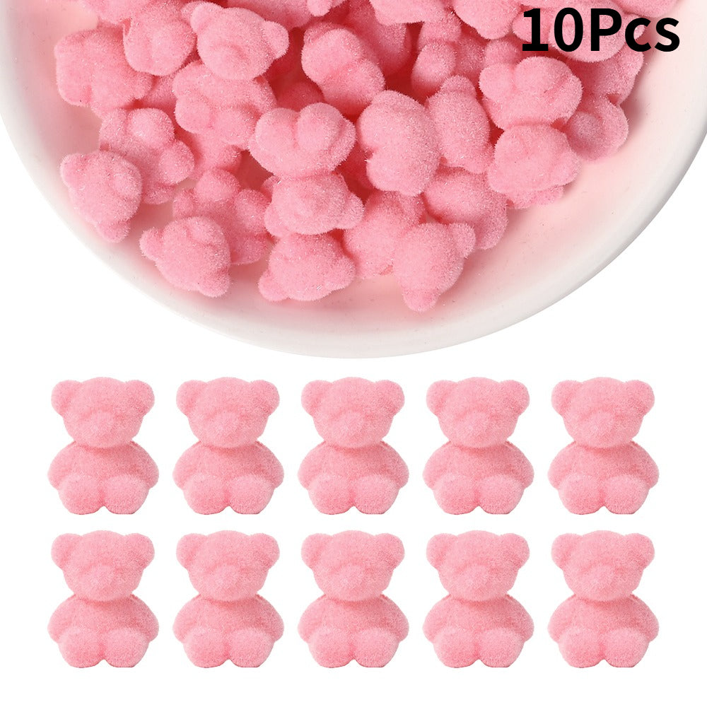 Flocked Bear Resin Beads