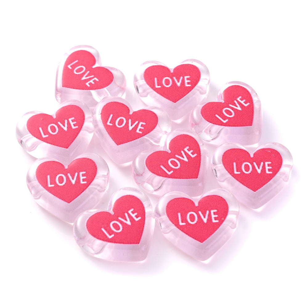 Clear Double Heart Acrylic Beads