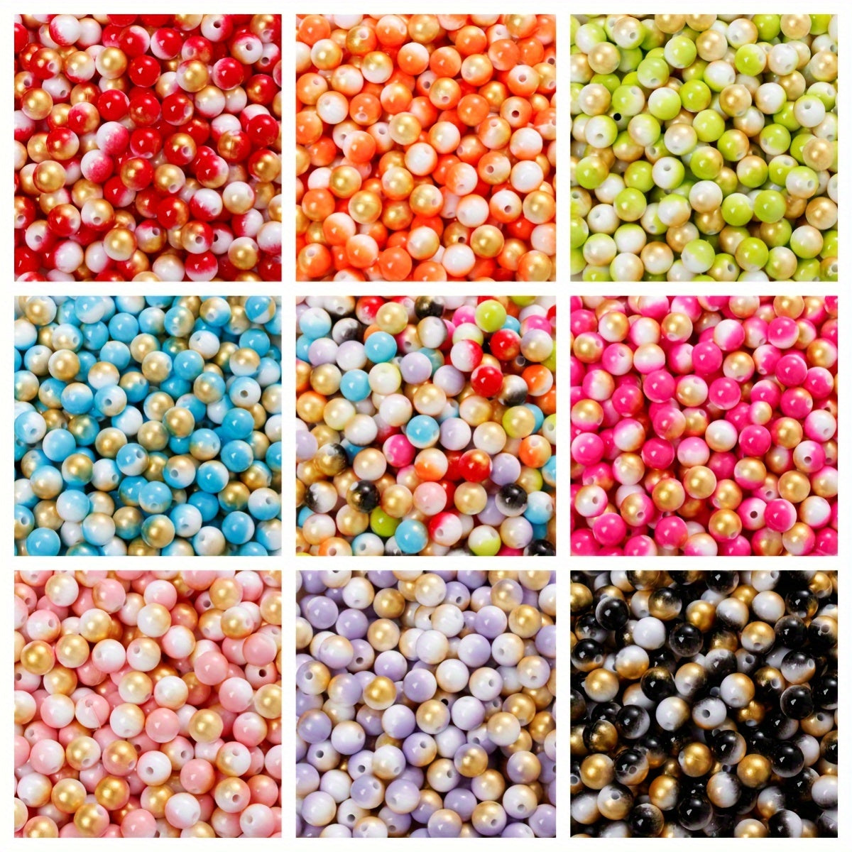 100/200pcs 6/8mm Fashion Gradient Acrylic Beads