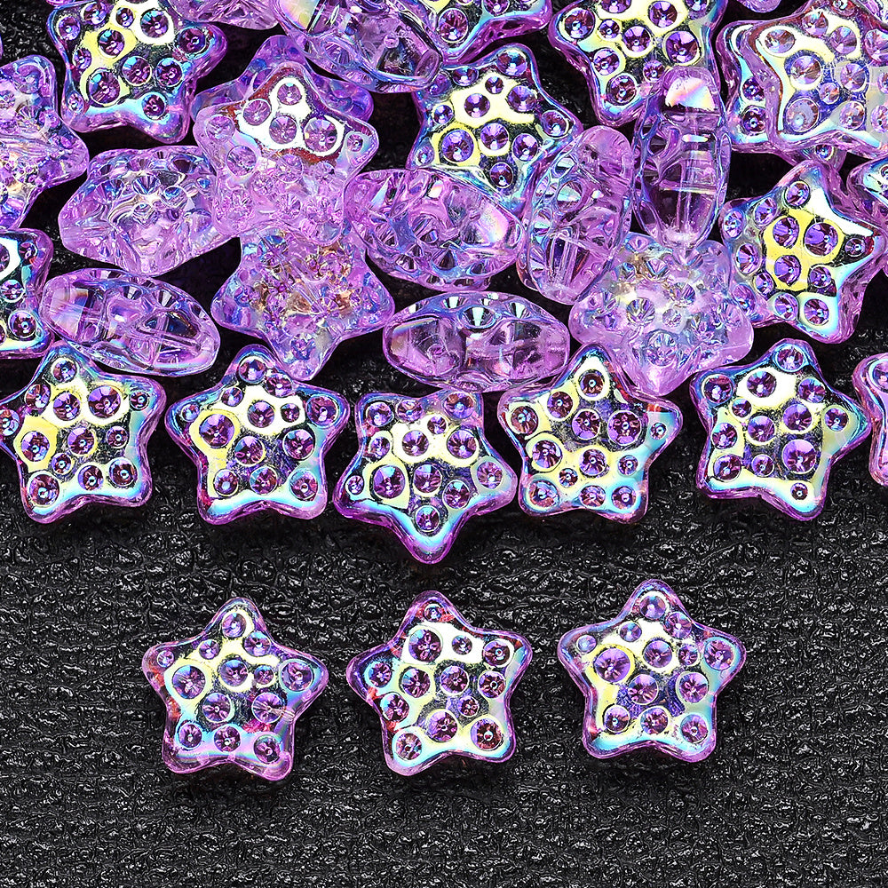 10PCS 18mm AB Shimmer Star Glass Bead Set