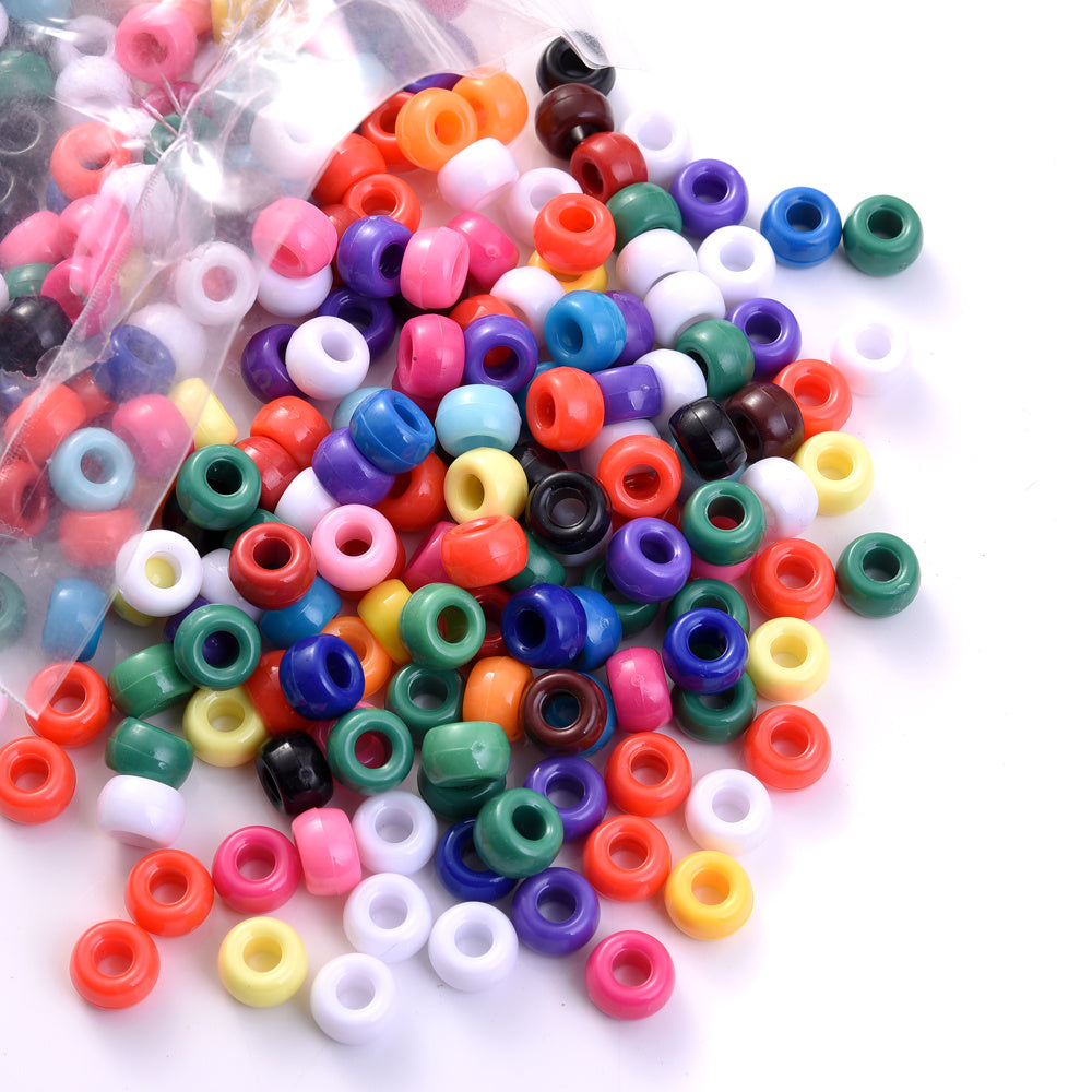 Braided Large Hole Acrylic Pony Beads
