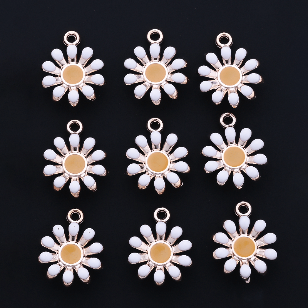 10PCS 9–16mm Yellow Enamel Honeybee Charm Set