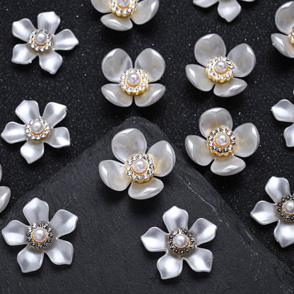 White Acrylic Petal Patch Beads