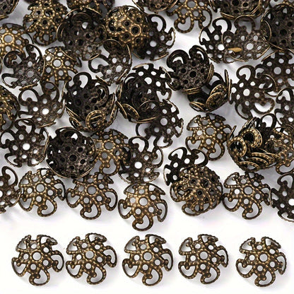 100PCS 9mm Flower Circle Metal-Plated Bead Cap Set