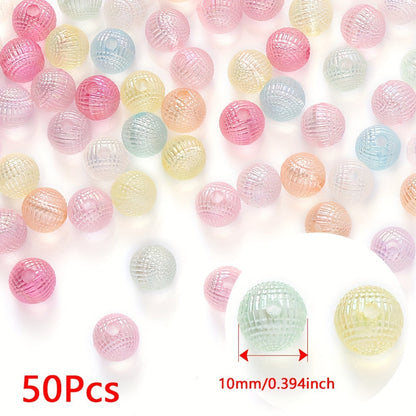 50-100pcs 8/10mm Acrylic Spacer Beads Loose Macarone Jewelry Beads
