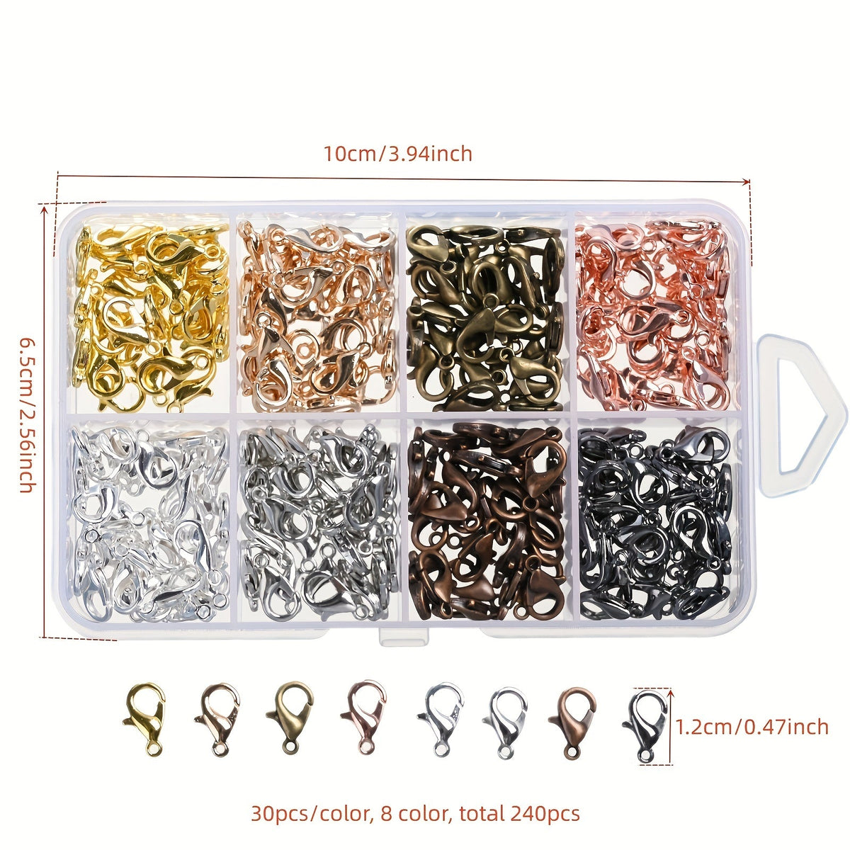 240PCS 8-Color Metal Lobster Clasp Set