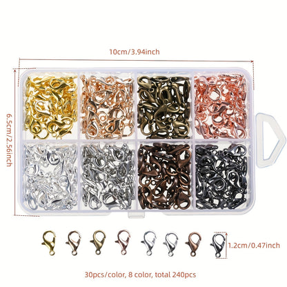 240PCS 8-Color Metal Lobster Clasp Set